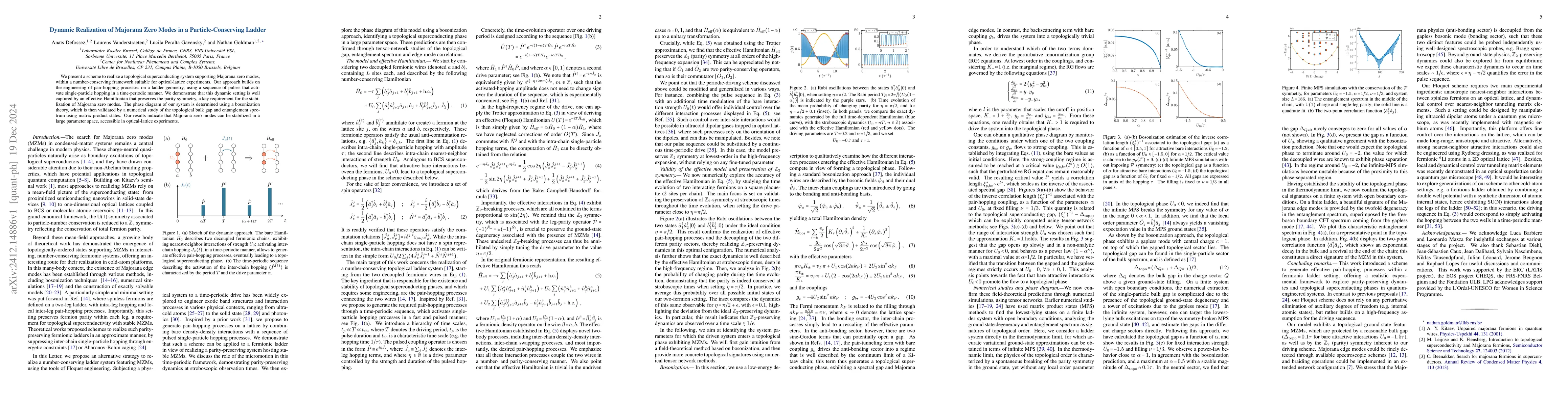 Thumbnail for Dynamic Realization of Majorana Zero Modes in a Particle-Conserving
  Ladder