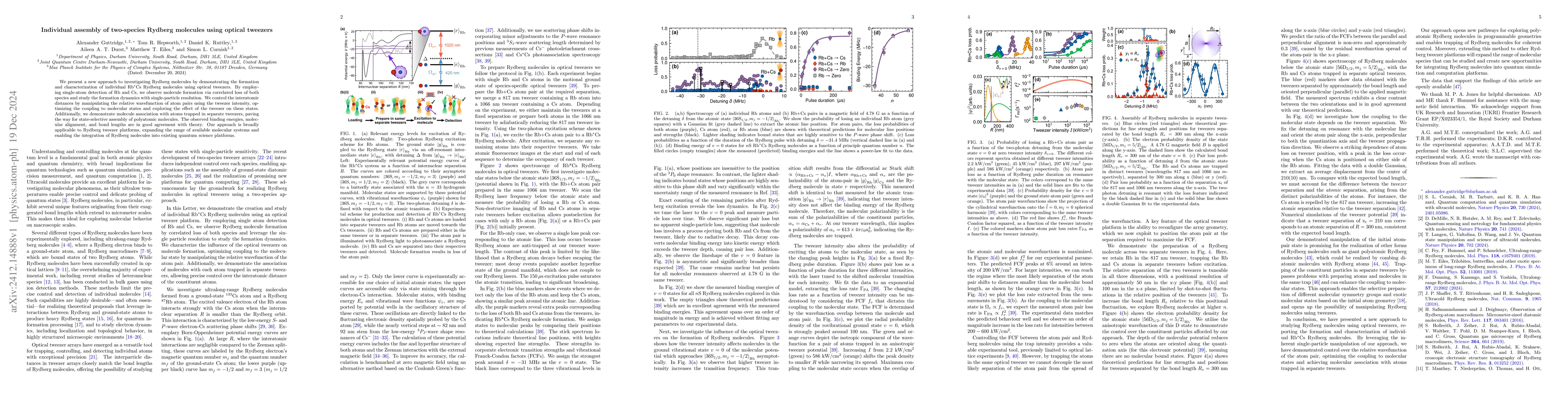 Thumbnail for Individual assembly of two-species Rydberg molecules using optical
  tweezers