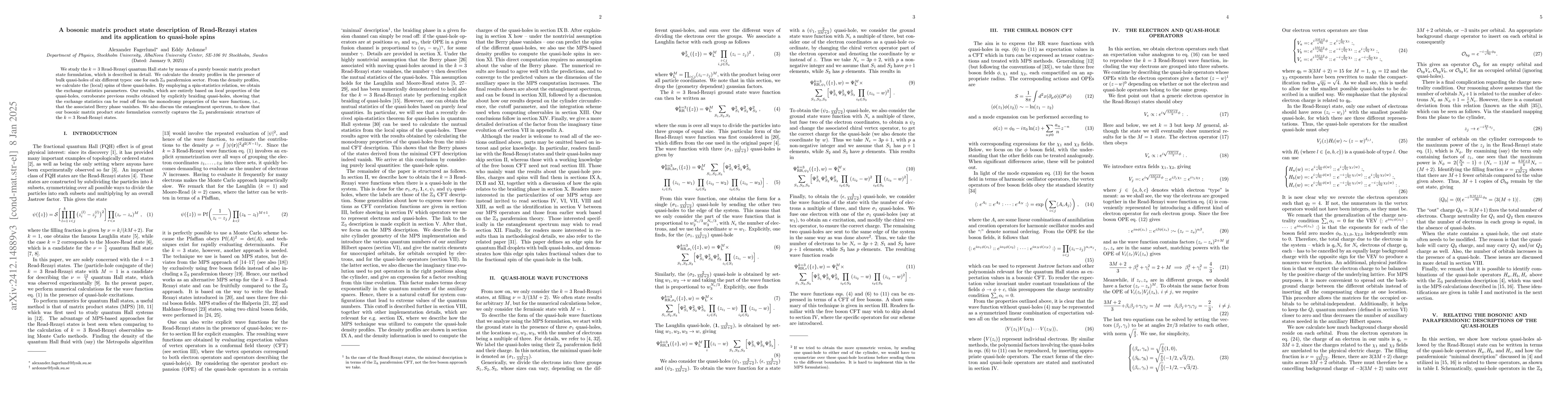 Thumbnail for A bosonic matrix product state description of Read-Rezayi states and its
  application to quasi-hole spins
