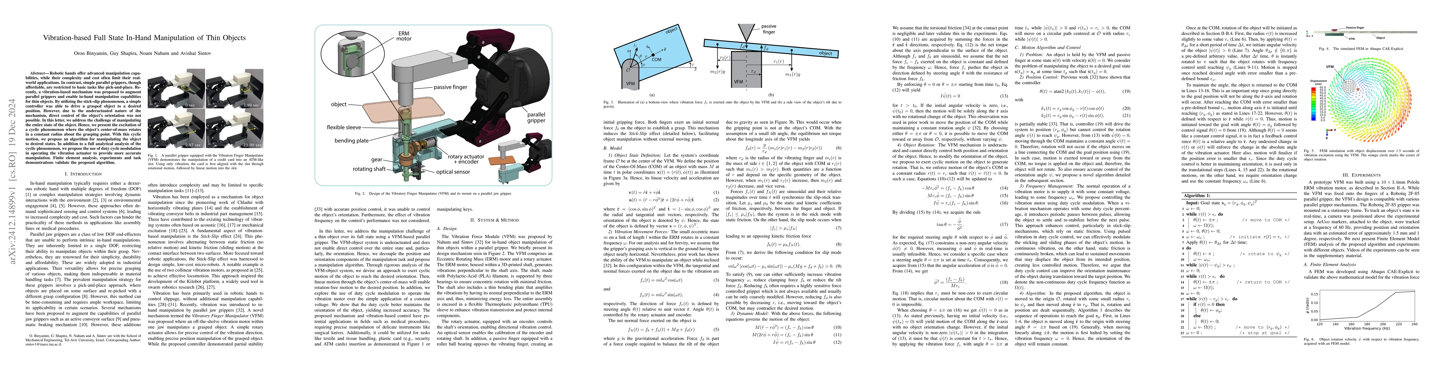 Thumbnail for Vibration-based Full State In-Hand Manipulation of Thin Objects
