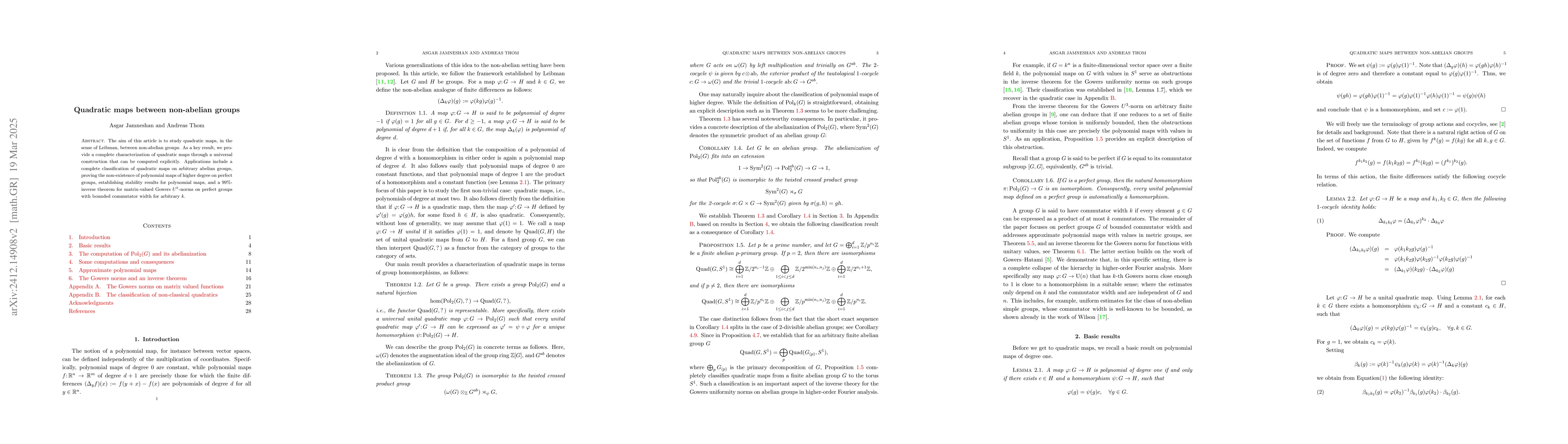 Thumbnail for Quadratic maps between non-abelian groups