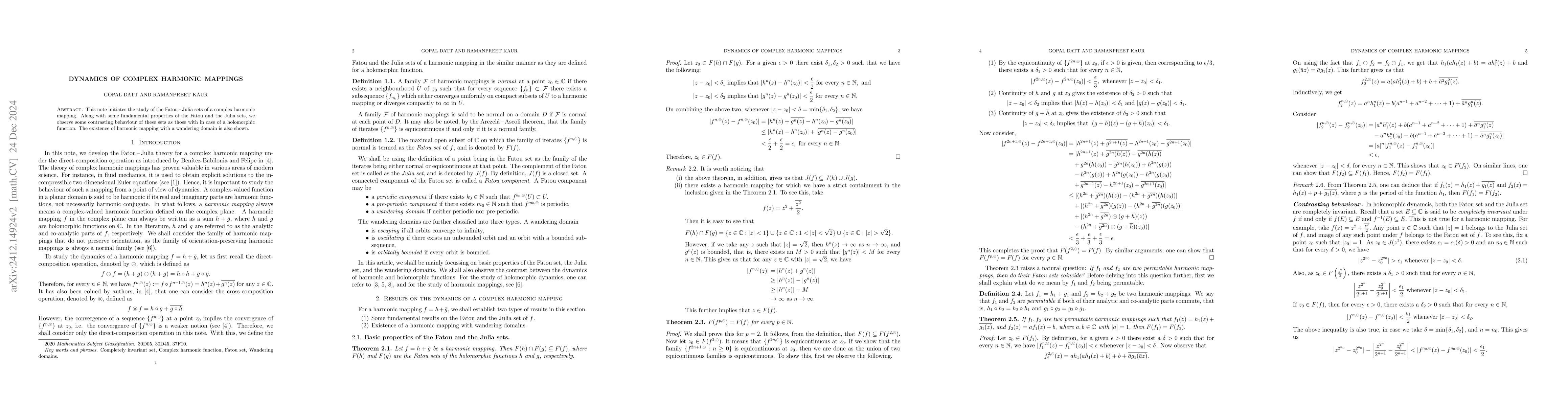 Thumbnail for Dynamics of complex harmonic mappings