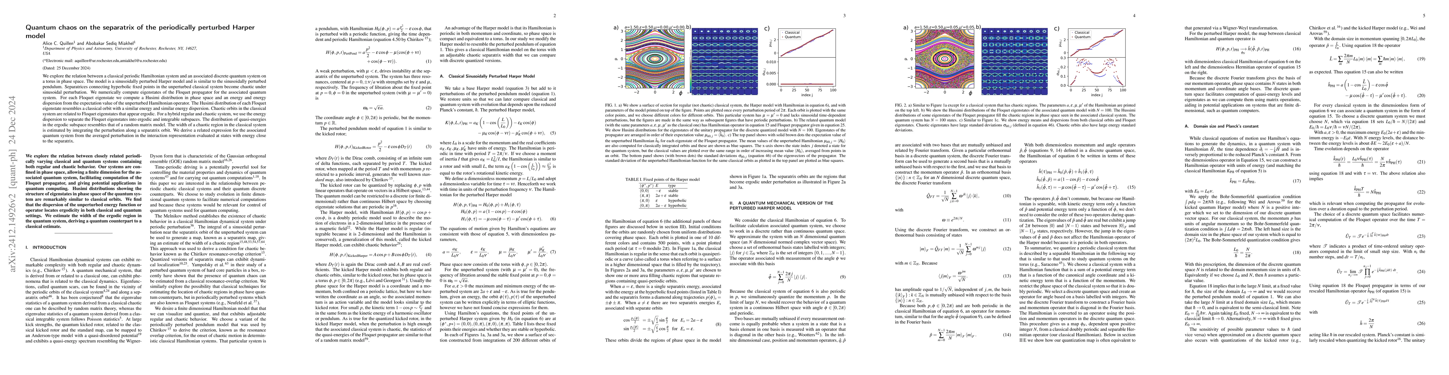 Thumbnail for Quantum chaos on the separatrix of the periodically perturbed Harper
  model
