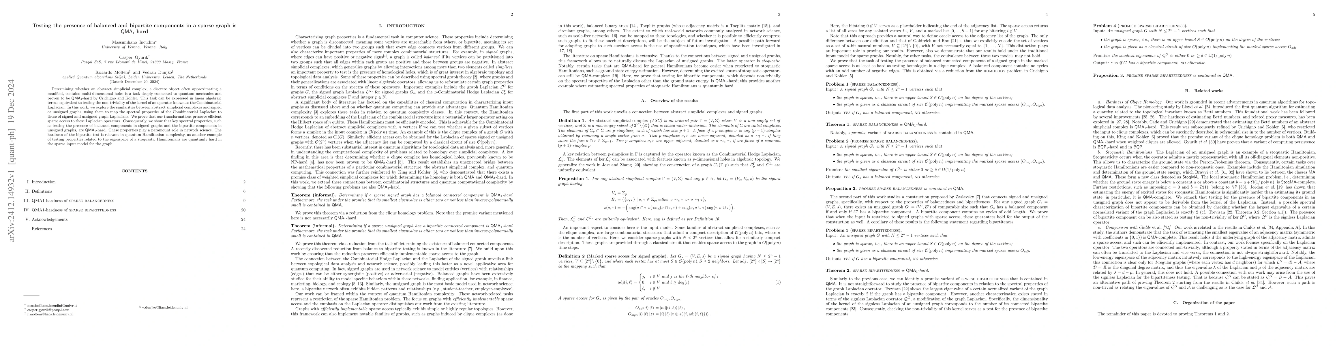 Thumbnail for Testing the presence of balanced and bipartite components in a sparse
  graph is QMA1-hard