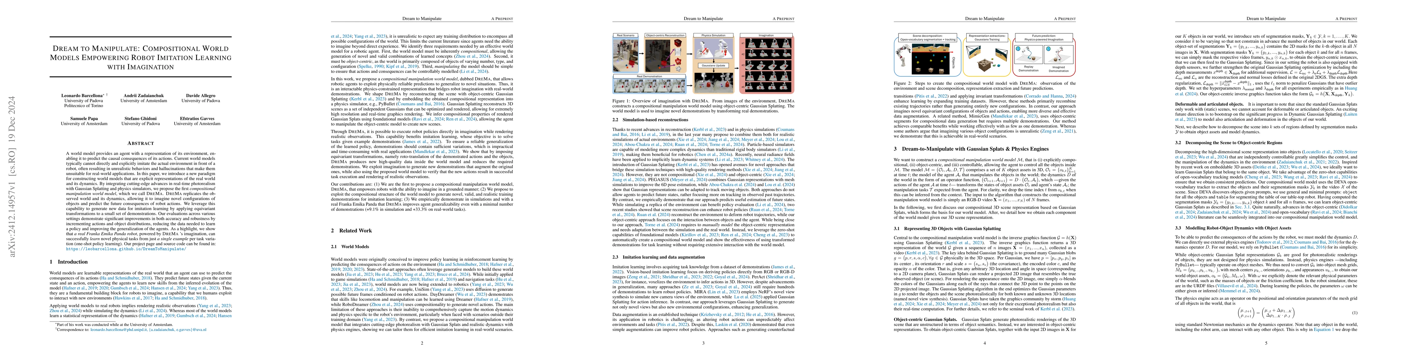 Thumbnail for Dream to Manipulate: Compositional World Models Empowering Robot
  Imitation Learning with Imagination
