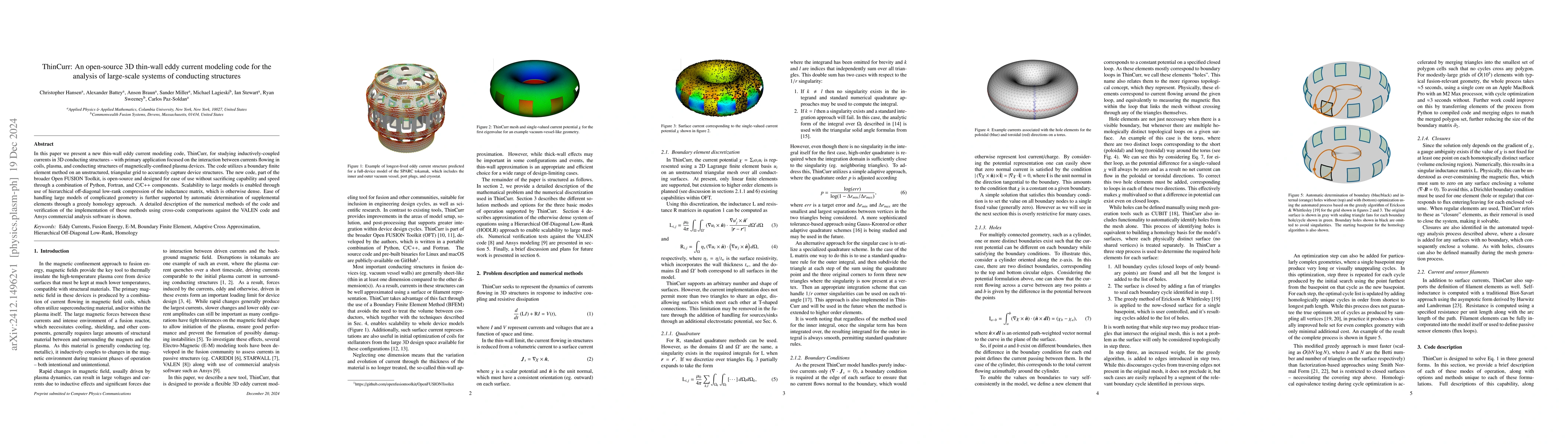 Thumbnail for ThinCurr: An open-source 3D thin-wall eddy current modeling code for the
  analysis of large-scale systems of conducting structures
