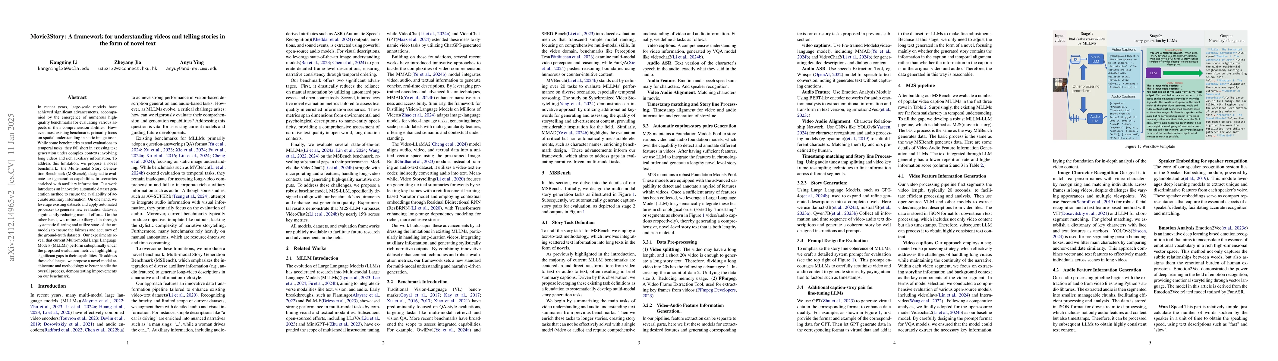 Thumbnail for Movie2Story: A framework for understanding videos and telling stories in
  the form of novel text