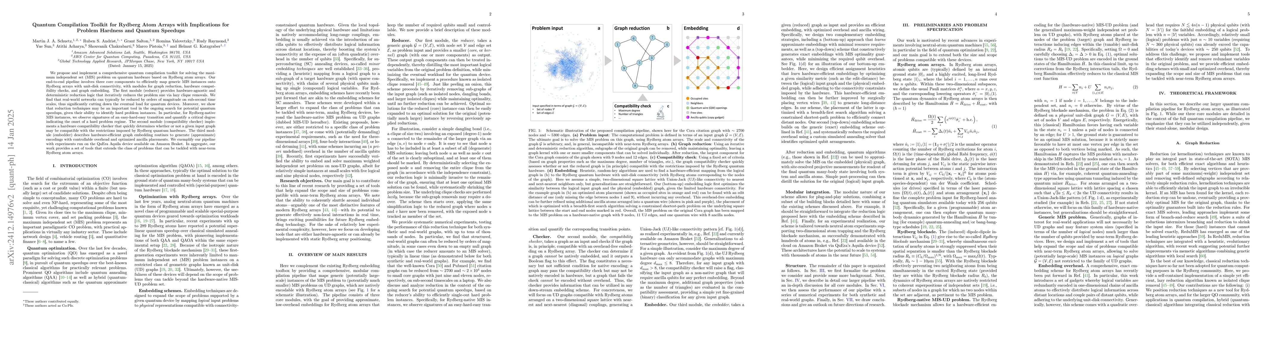 Thumbnail for Quantum Compilation Toolkit for Rydberg Atom Arrays with Implications
  for Problem Hardness and Quantum Speedups