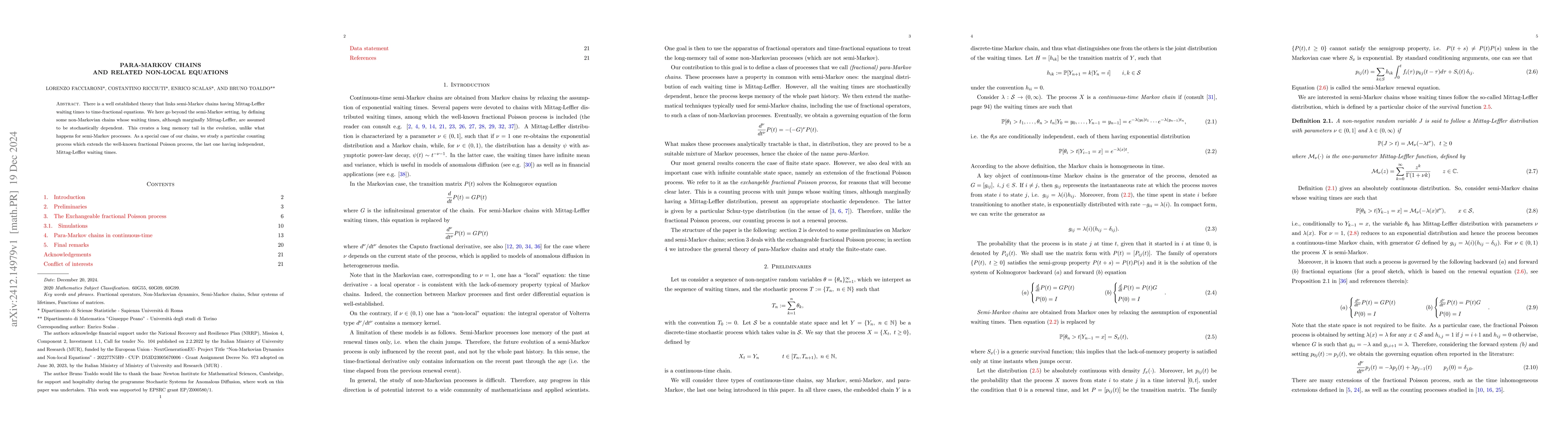 Thumbnail for Para-Markov chains and related non-local equations