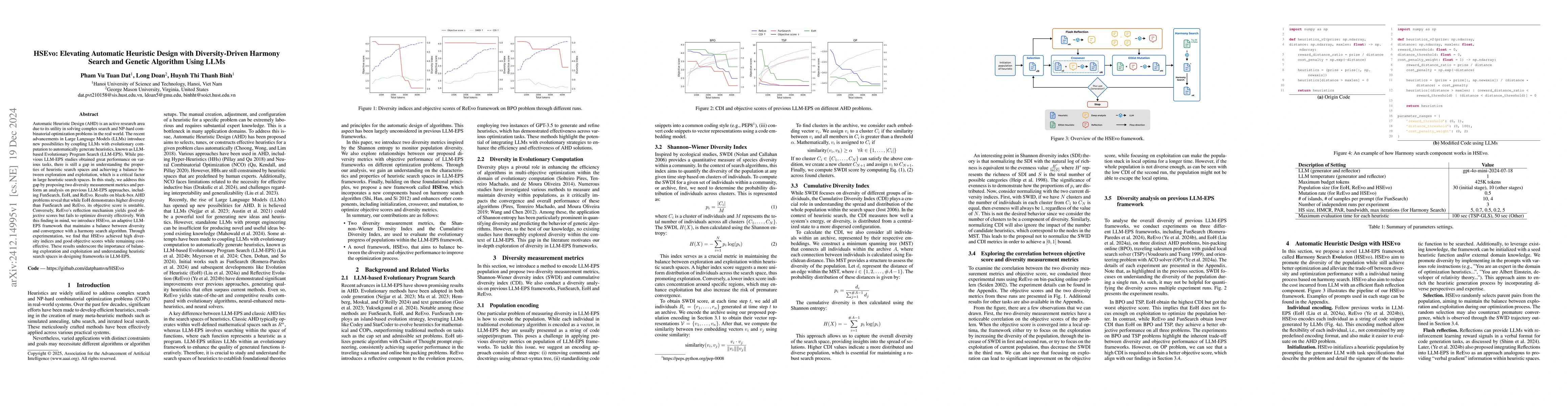 Thumbnail for HSEvo: Elevating Automatic Heuristic Design with Diversity-Driven
  Harmony Search and Genetic Algorithm Using LLMs