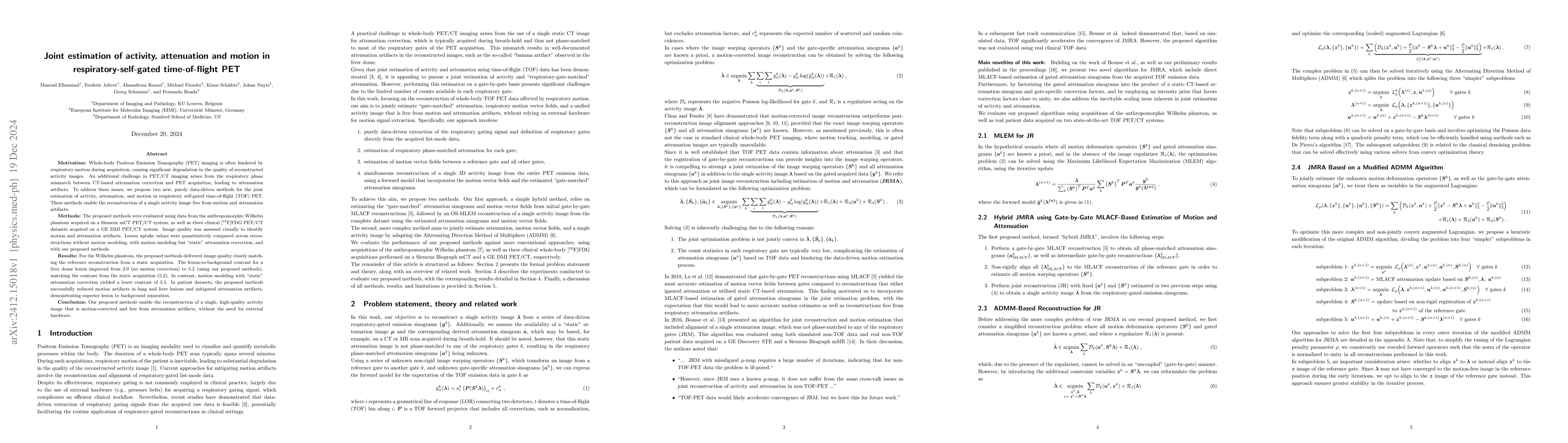 Thumbnail for Joint estimation of activity, attenuation and motion in
  respiratory-self-gated time-of-flight PET