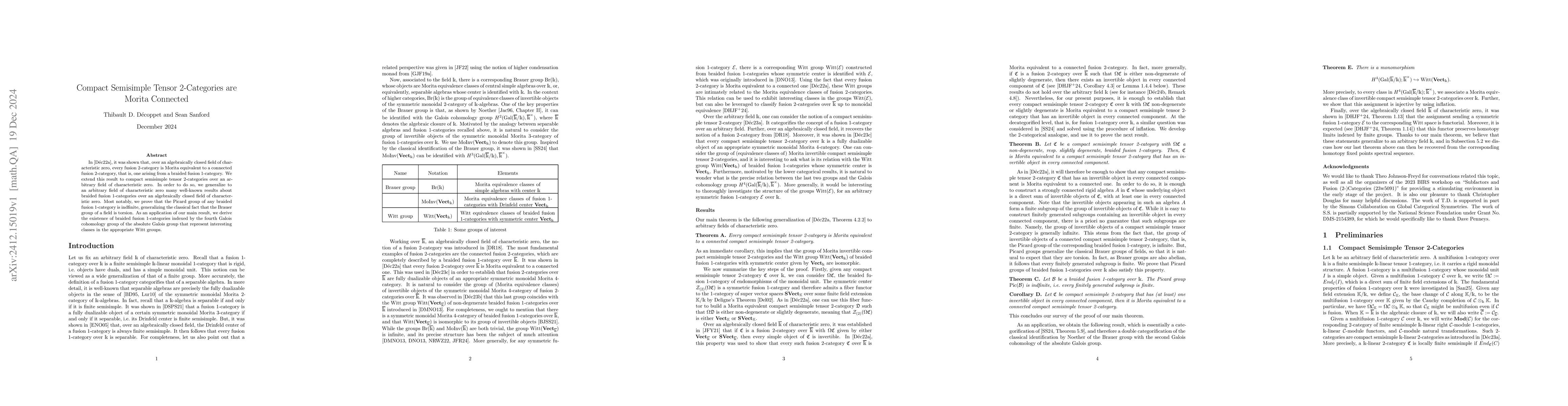 Thumbnail for Compact Semisimple Tensor 2-Categories are Morita Connected