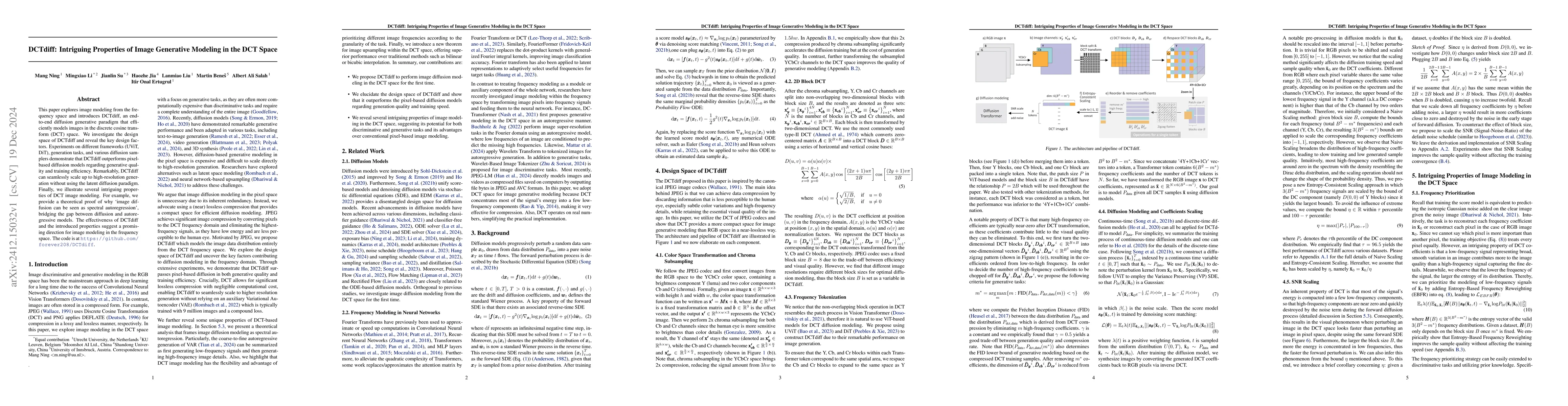 Thumbnail for DCTdiff: Intriguing Properties of Image Generative Modeling in the DCT
  Space