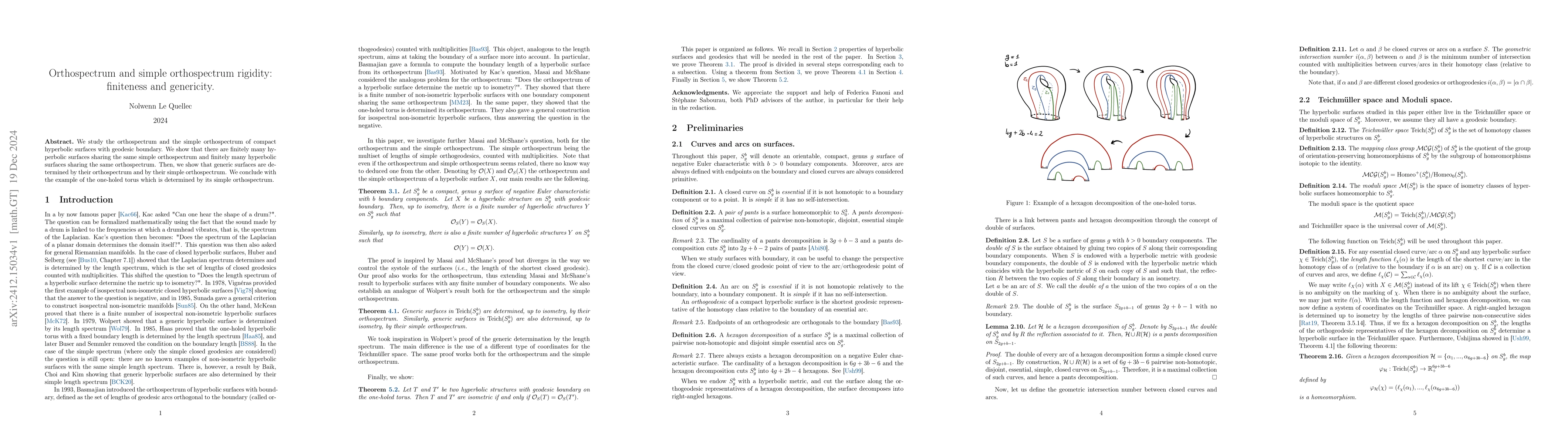 Thumbnail for Orthospectrum and simple orthospectrum rigidity: finiteness and
  genericity
