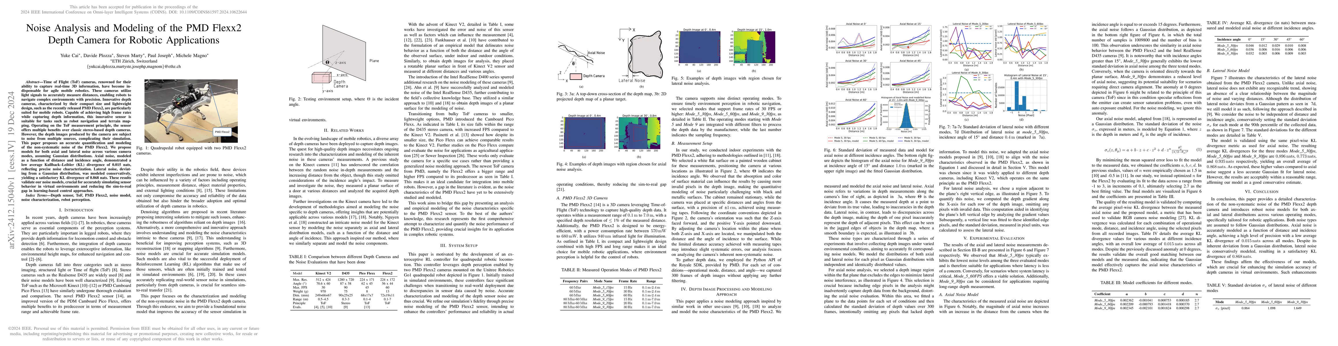 Thumbnail for Noise Analysis and Modeling of the PMD Flexx2 Depth Camera for Robotic
  Applications