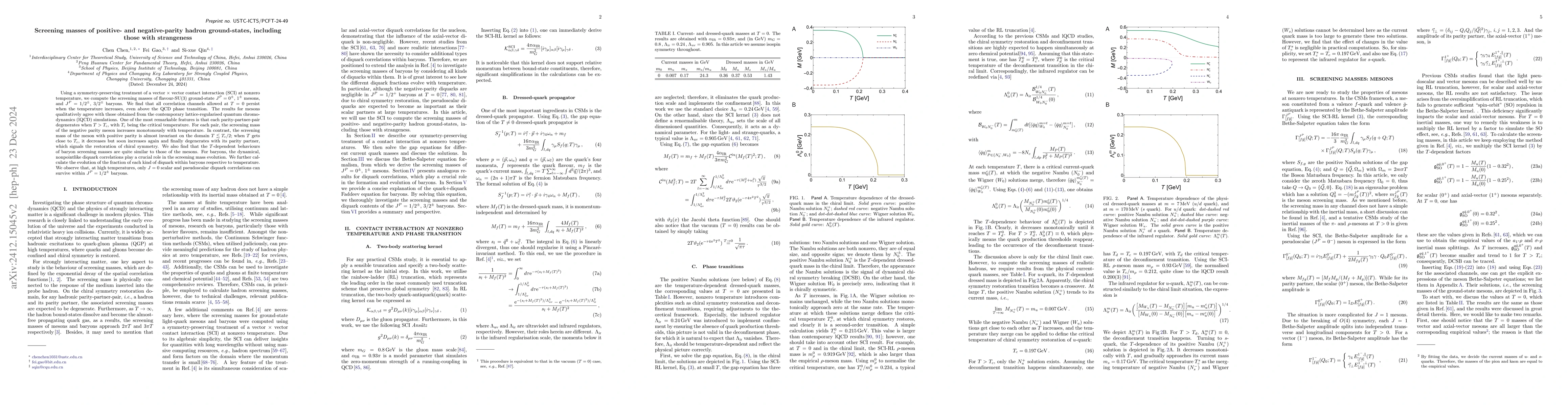 Thumbnail for Screening masses of positive- and negative-parity hadron ground-states,
  including those with strangeness