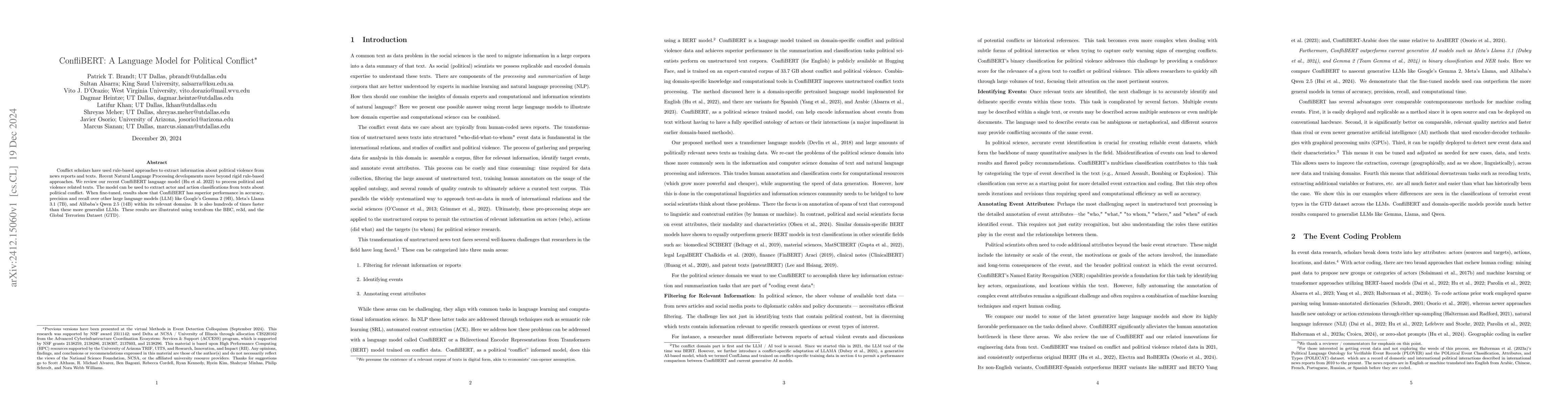 Thumbnail for ConfliBERT: A Language Model for Political Conflict