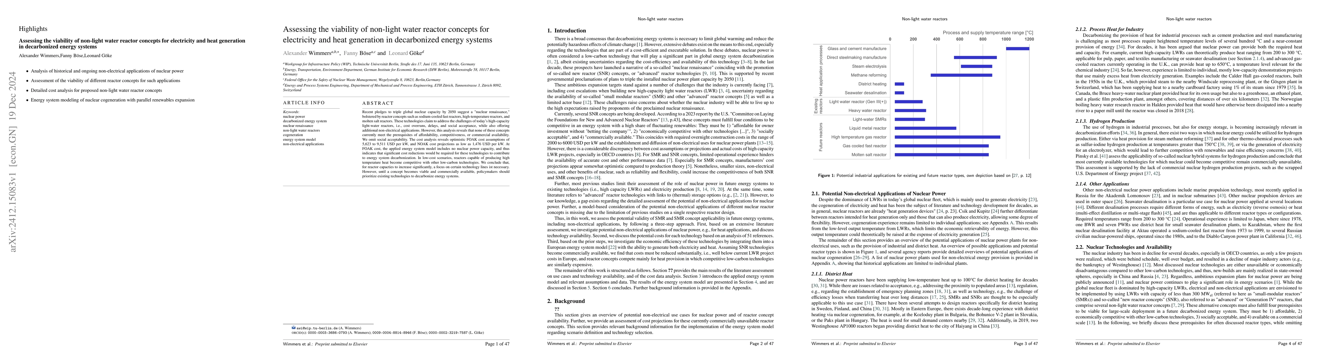 Thumbnail for Assessing the viability of non-light water reactor concepts for
  electricity and heat generation in decarbonized energy systems