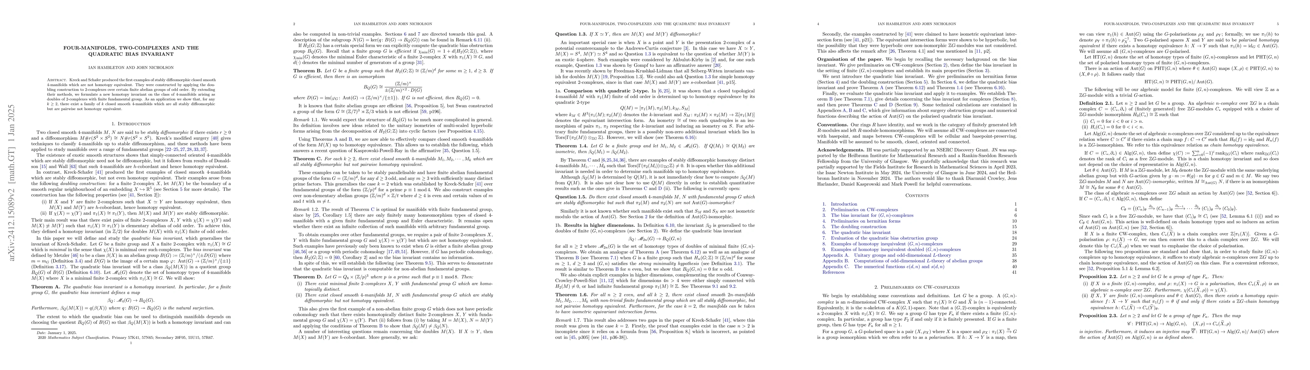 Thumbnail for Four-manifolds, two-complexes and the quadratic bias invariant