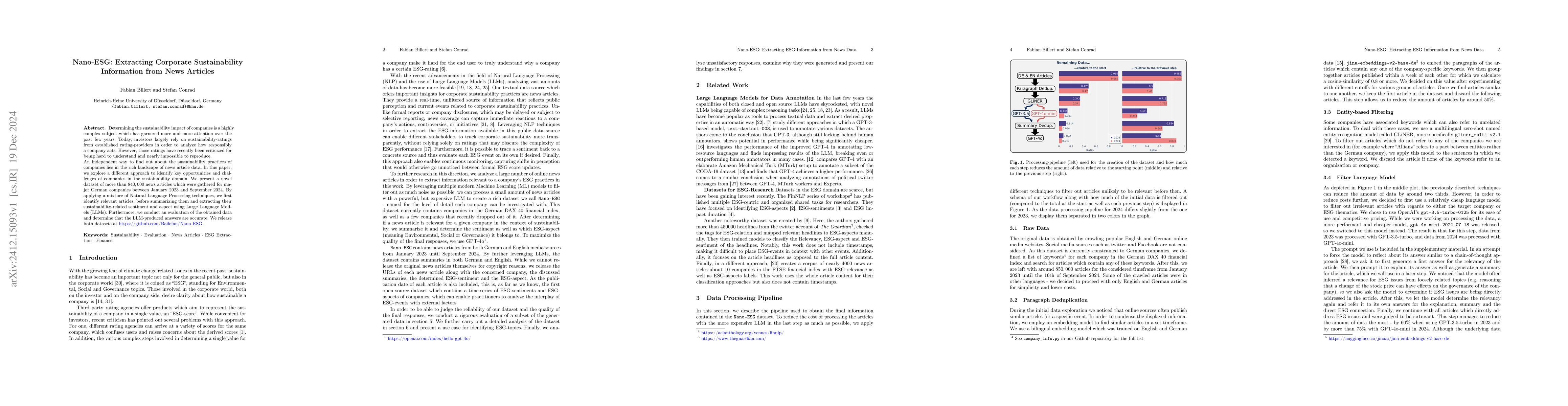Thumbnail for Nano-ESG: Extracting Corporate Sustainability Information from News
  Articles