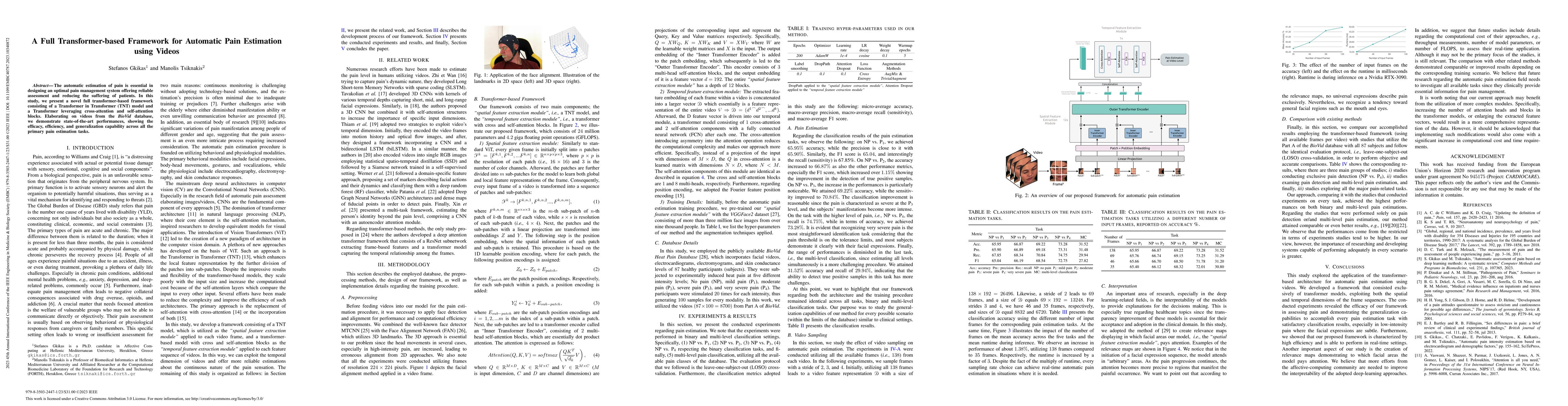 Thumbnail for A Full Transformer-based Framework for Automatic Pain Estimation using
  Videos