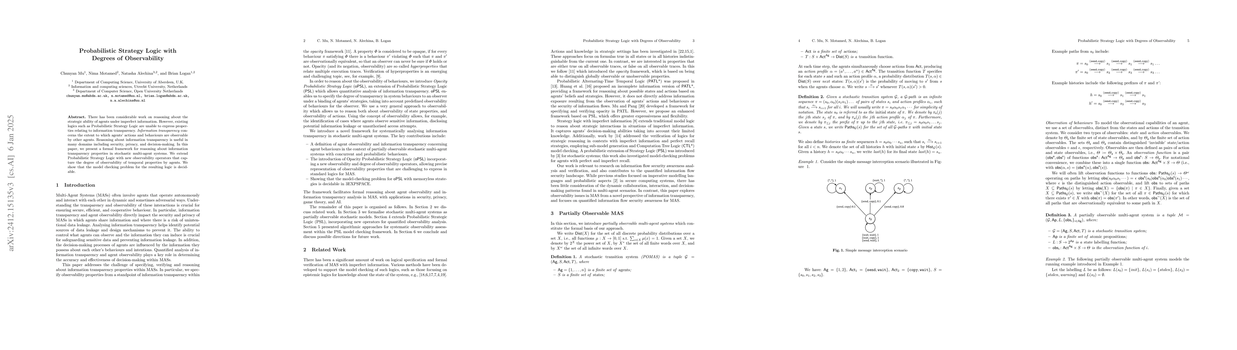 Thumbnail for Probabilistic Strategy Logic with Degrees of Observability