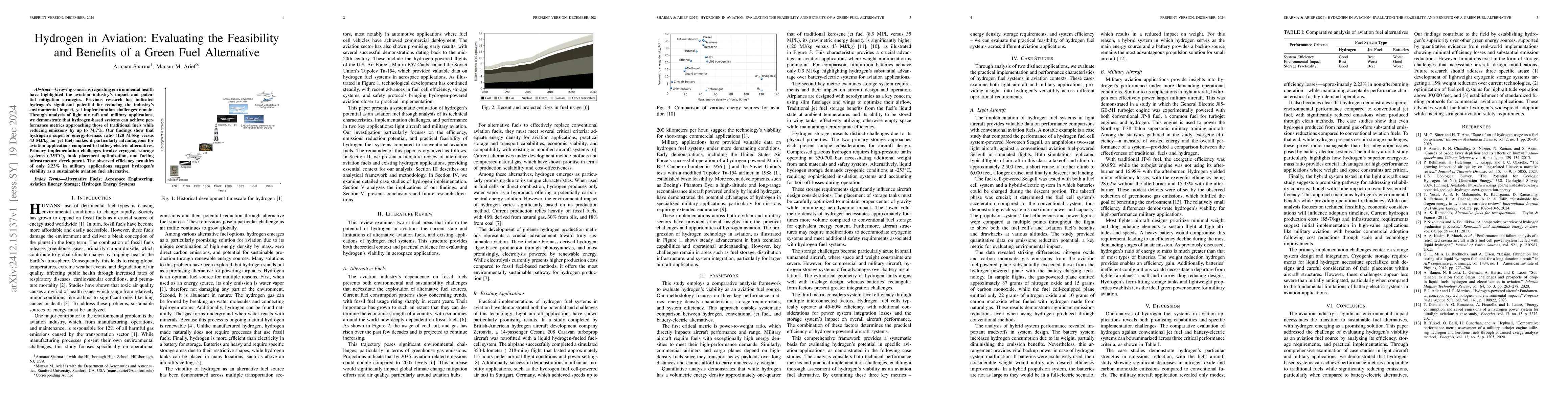 Thumbnail for Hydrogen in Aviation: Evaluating the Feasibility and Benefits of a Green
  Fuel Alternative