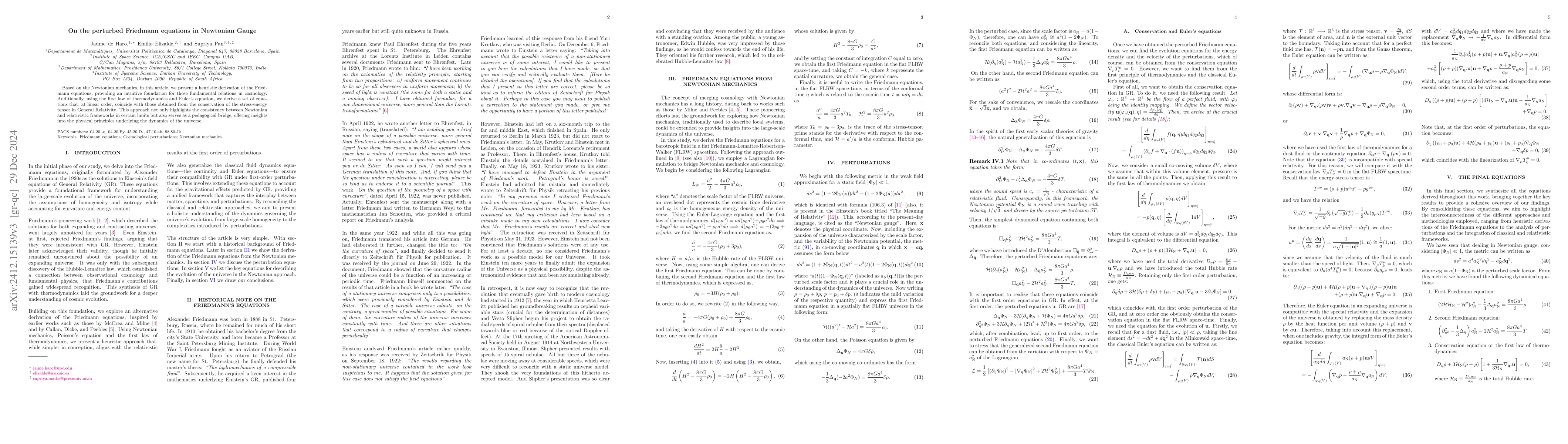 Thumbnail for On the perturbed Friedmann equations in Newtonian Gauge