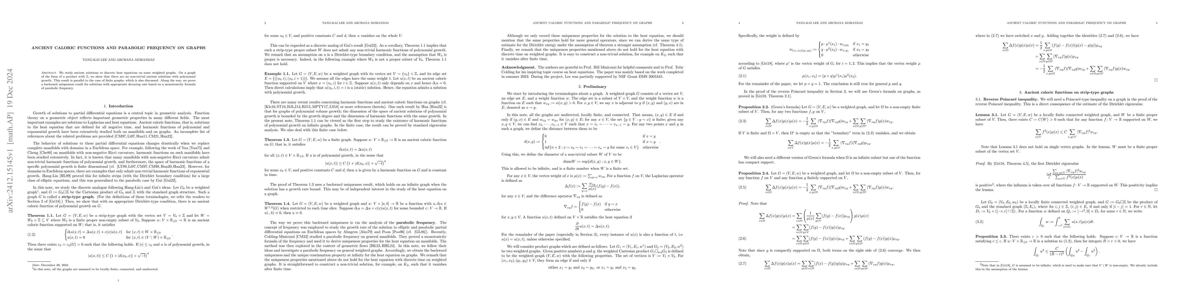 Thumbnail for Ancient caloric functions and parabolic frequency on graphs