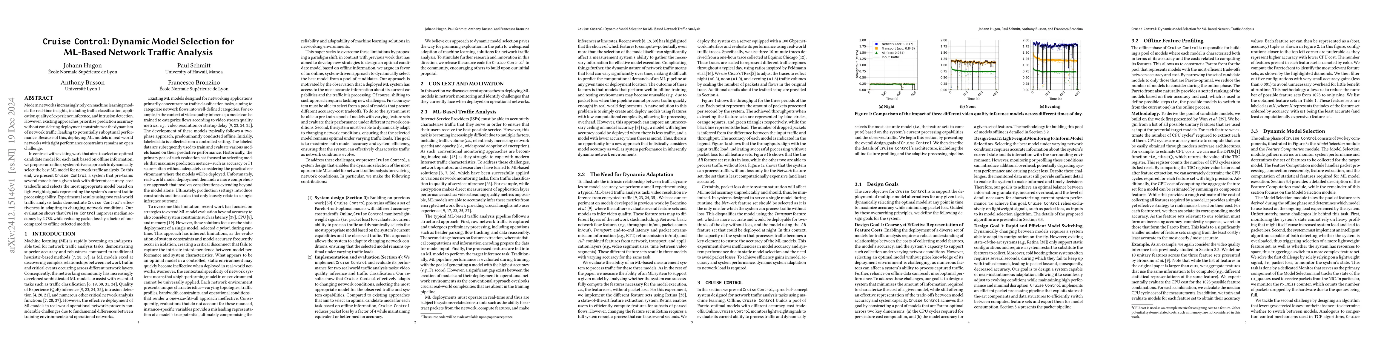 Thumbnail for Cruise Control: Dynamic Model Selection for ML-Based Network Traffic
  Analysis