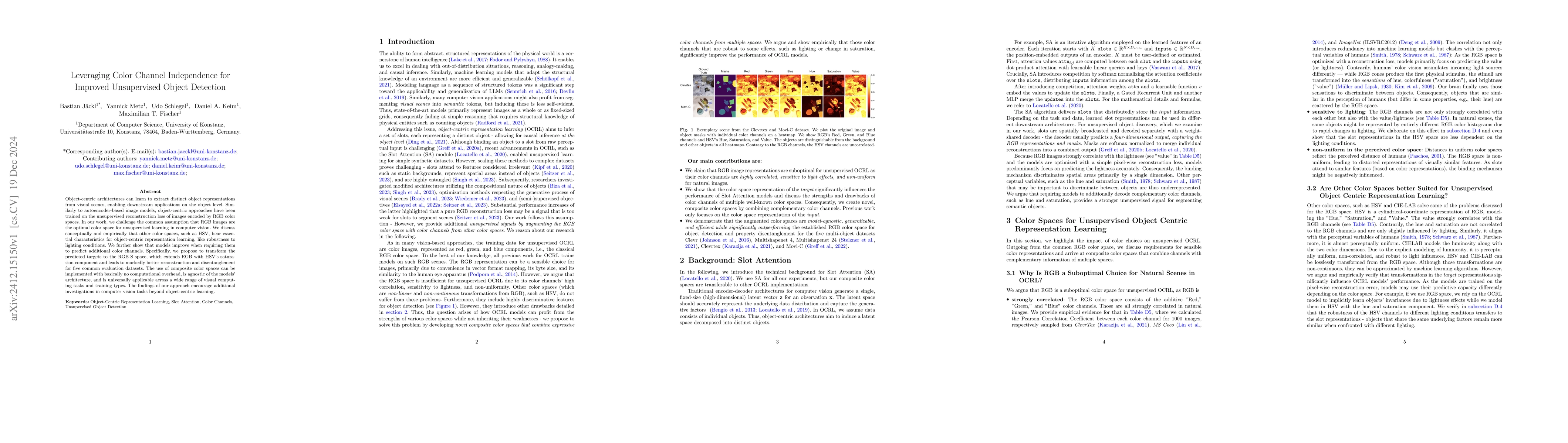 Thumbnail for Leveraging Color Channel Independence for Improved Unsupervised Object
  Detection