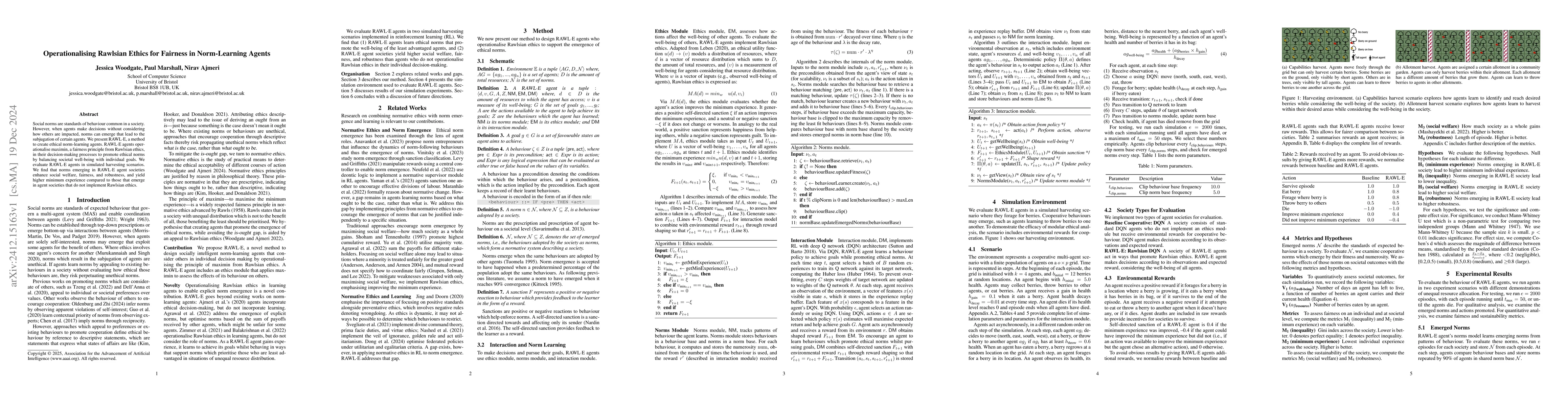 Thumbnail for Operationalising Rawlsian Ethics for Fairness in Norm-Learning Agents