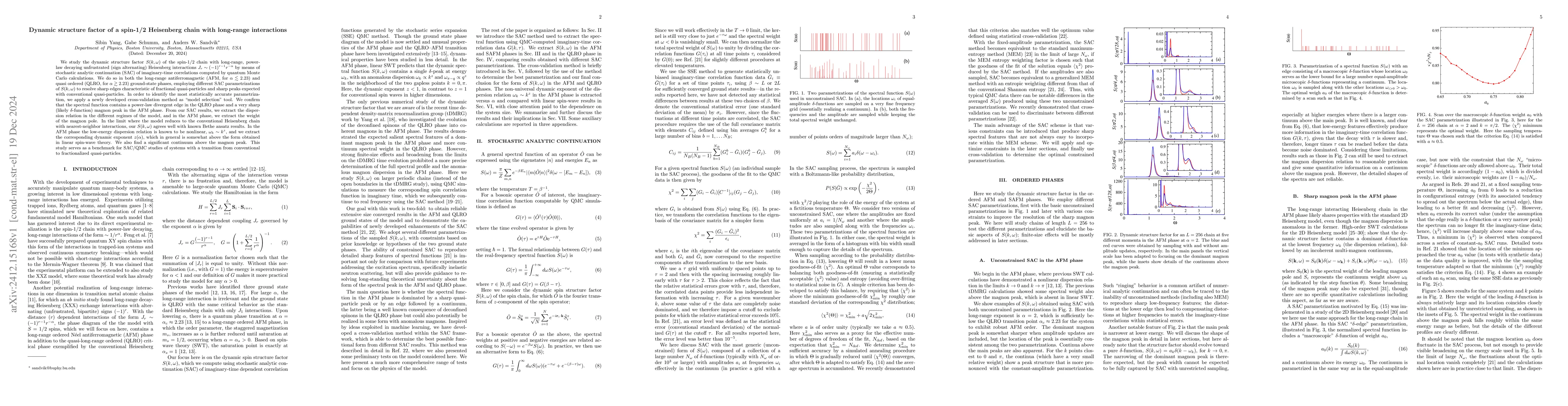 Thumbnail for Dynamic structure factor of a spin-1/2 Heisenberg chain with long-range
  interactions