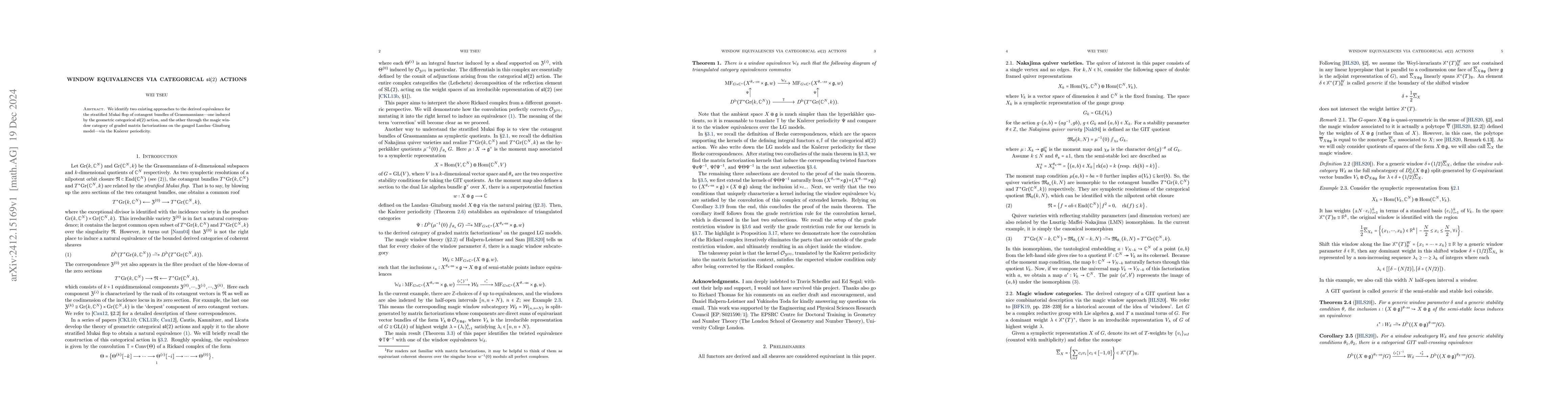Thumbnail for Window equivalences via categorical sl(2) actions