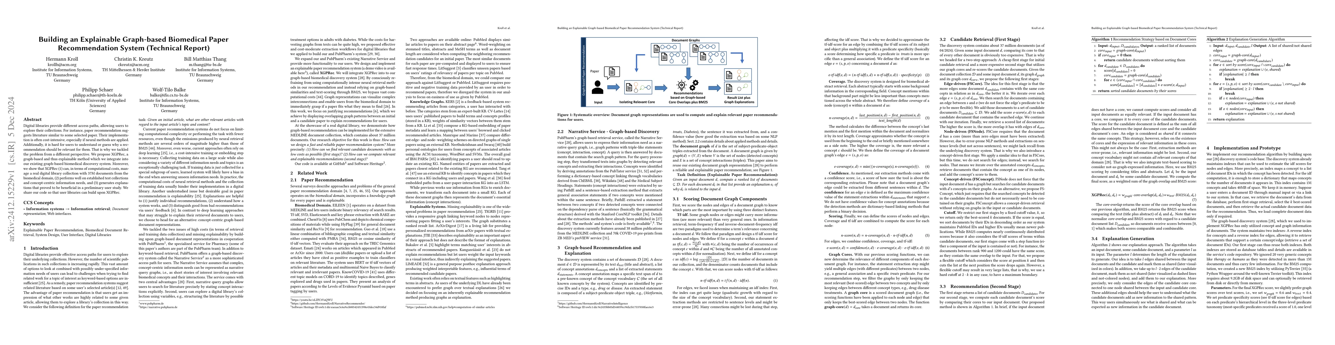 Thumbnail for Building an Explainable Graph-based Biomedical Paper Recommendation
  System (Technical Report)