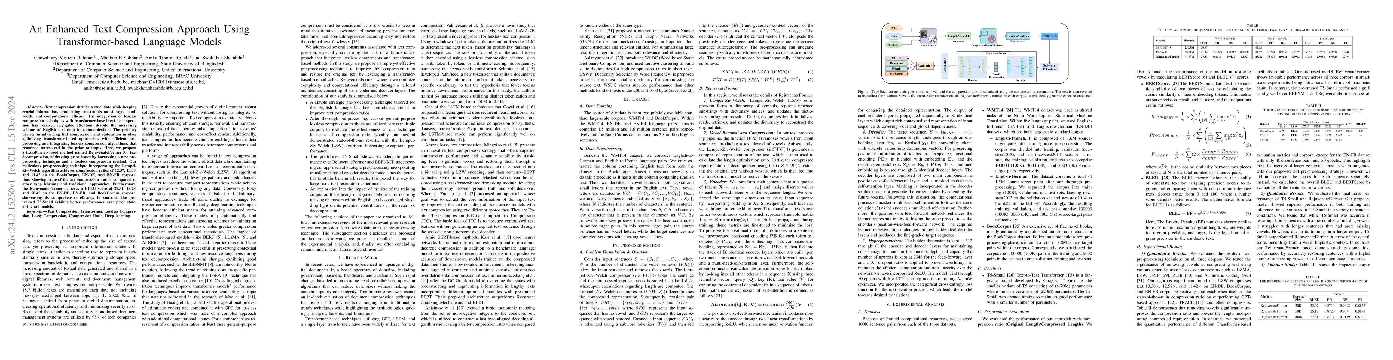 Thumbnail for An Enhanced Text Compression Approach Using Transformer-based Language
  Models