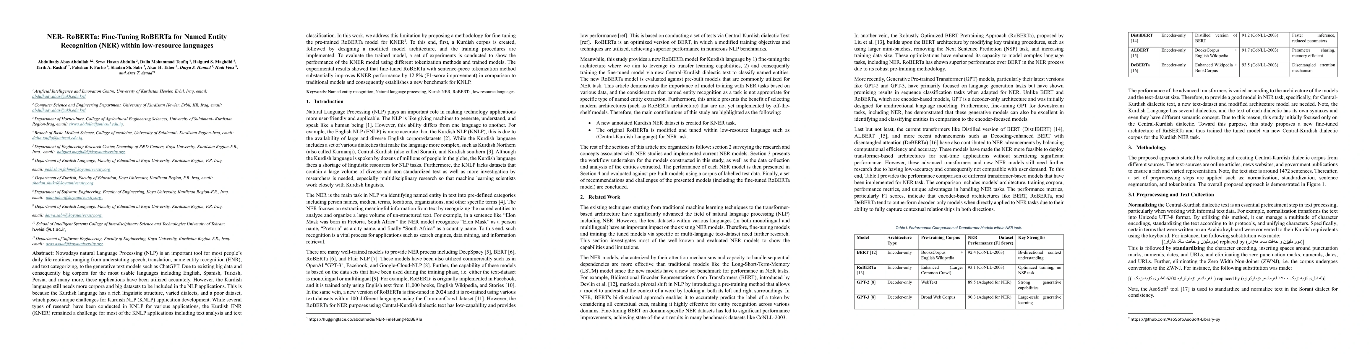 Thumbnail for NER- RoBERTa: Fine-Tuning RoBERTa for Named Entity Recognition (NER)
  within low-resource languages