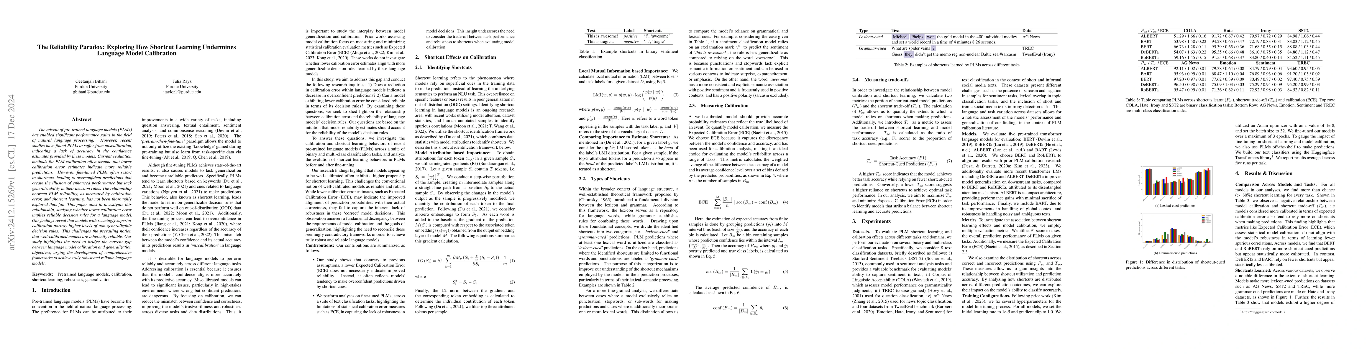 Thumbnail for The Reliability Paradox: Exploring How Shortcut Learning Undermines
  Language Model Calibration