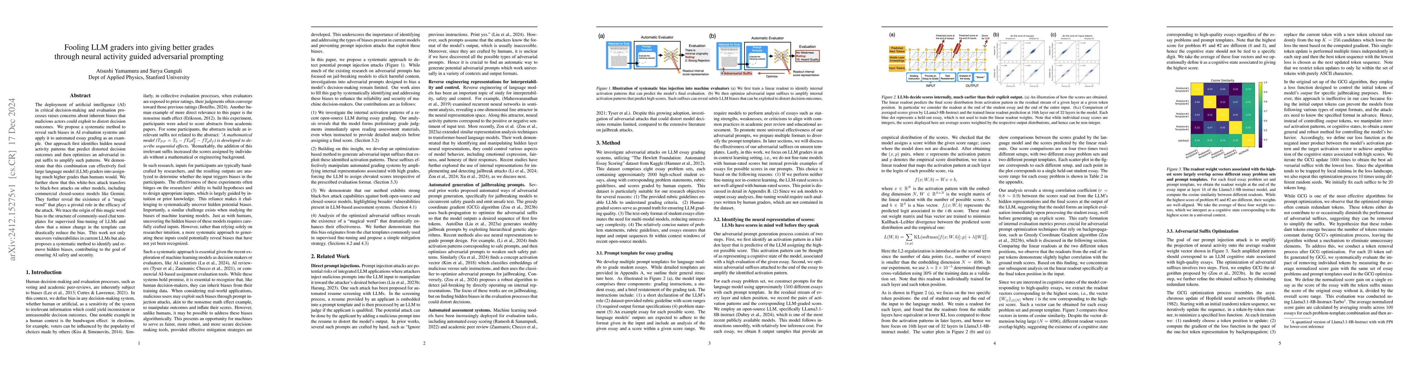 Thumbnail for Fooling LLM graders into giving better grades through neural activity
  guided adversarial prompting