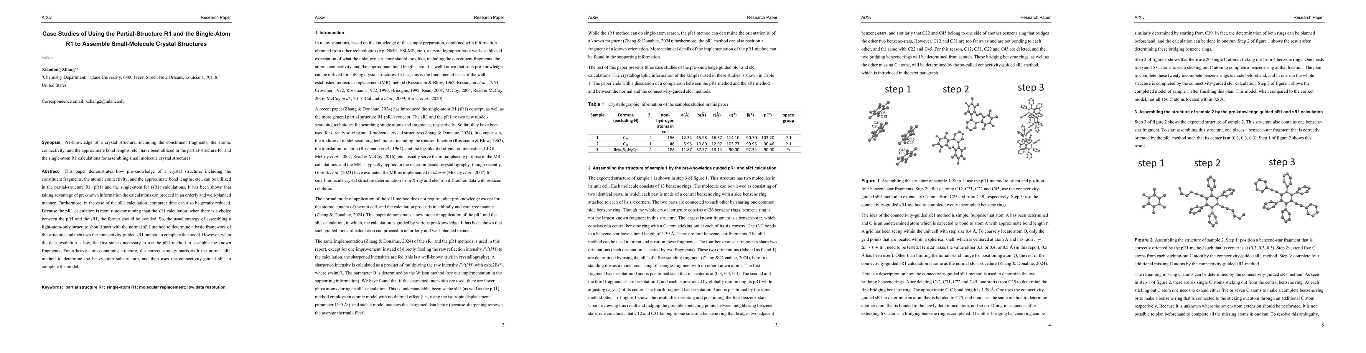 Thumbnail for Case Studies of Using the Partial-Structure R1 and the Single-Atom R1 to
  Assemble Small-Molecule Crystal Structures