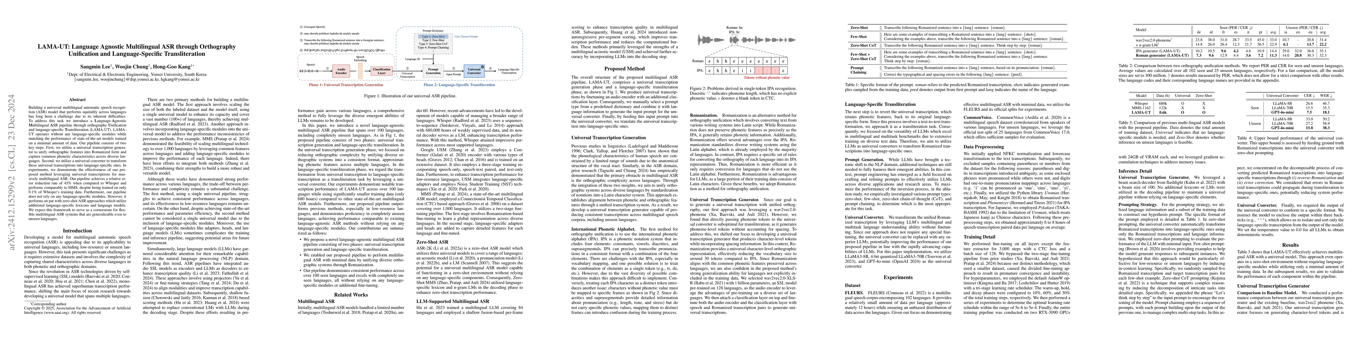 Thumbnail for LAMA-UT: Language Agnostic Multilingual ASR through Orthography
  Unification and Language-Specific Transliteration