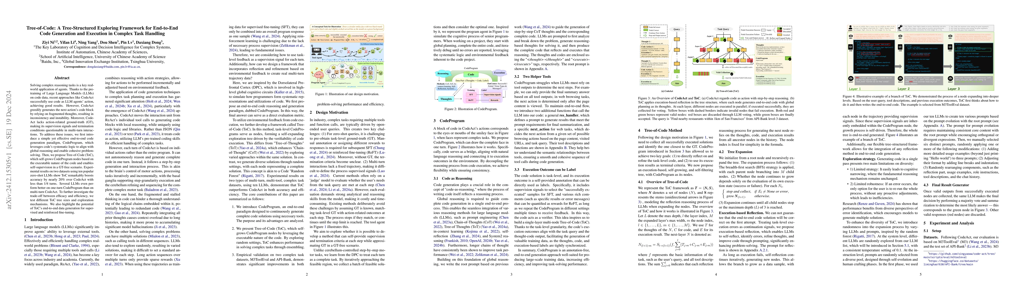 Thumbnail for Tree-of-Code: A Tree-Structured Exploring Framework for End-to-End Code
  Generation and Execution in Complex Task Handling