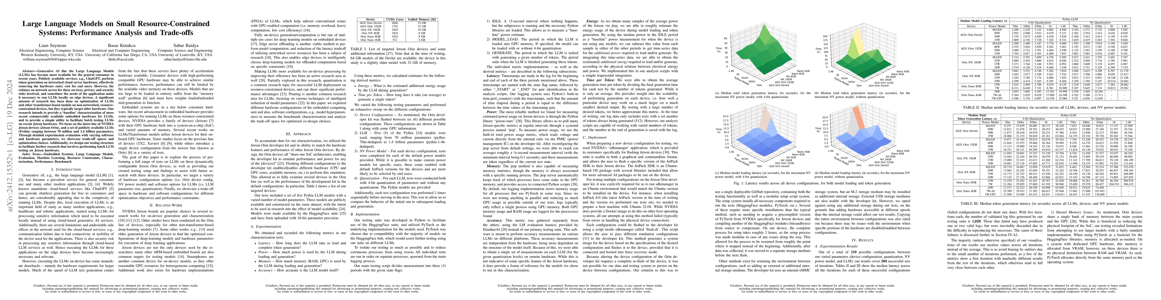 Thumbnail for Large Language Models on Small Resource-Constrained Systems: Performance
  Characterization, Analysis and Trade-offs
