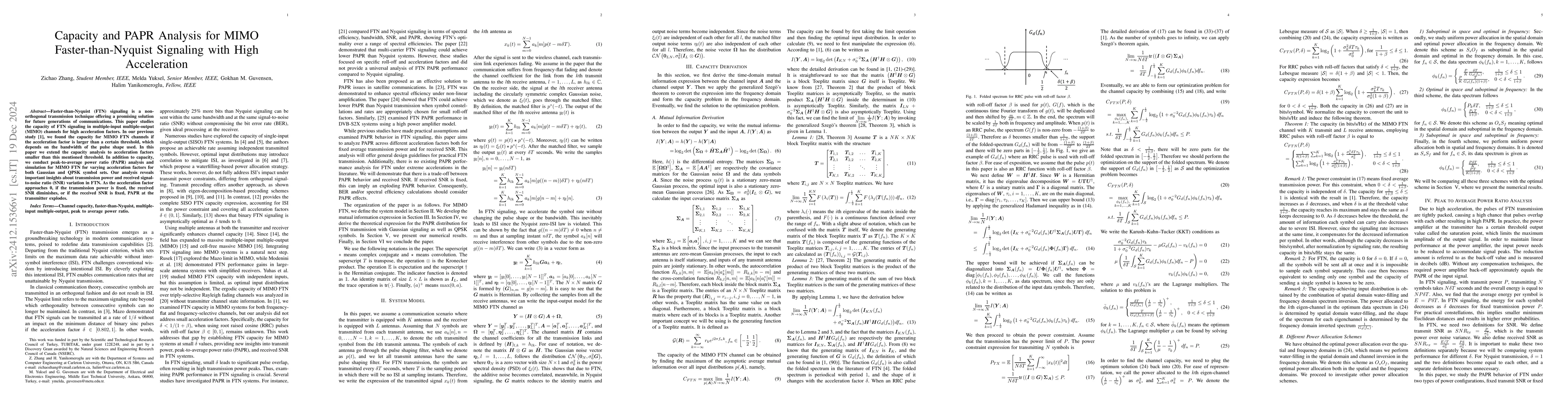 Thumbnail for Capacity and PAPR Analysis for MIMO Faster-than-Nyquist Signaling with
  High Acceleration