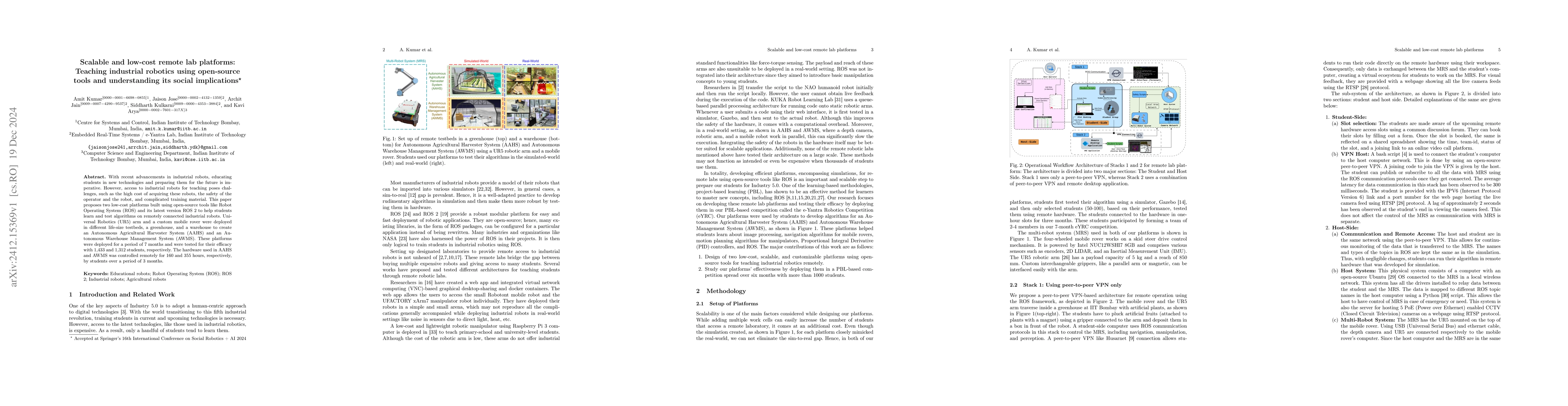 Thumbnail for Scalable and low-cost remote lab platforms: Teaching industrial robotics
  using open-source tools and understanding its social implications