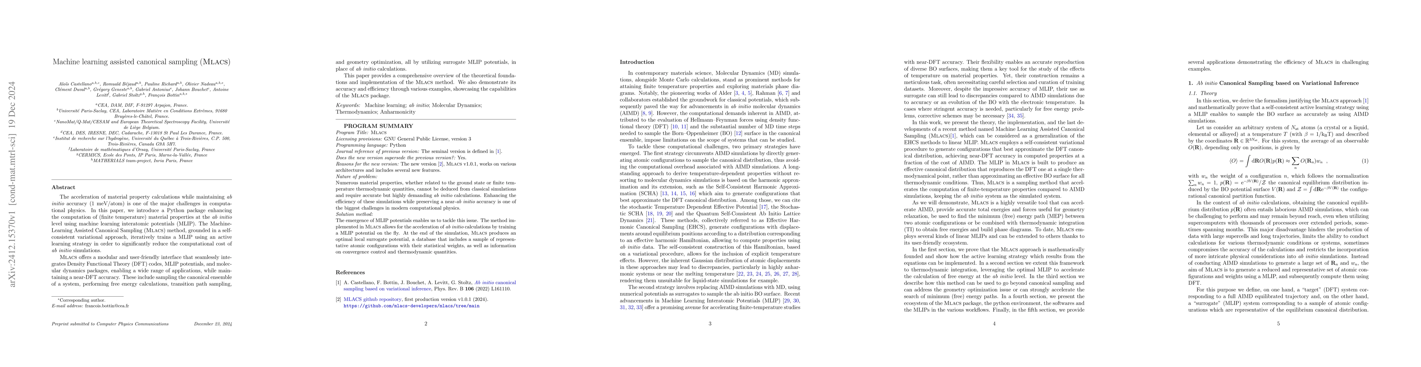 Thumbnail for Machine learning assisted canonical sampling (MLACS)