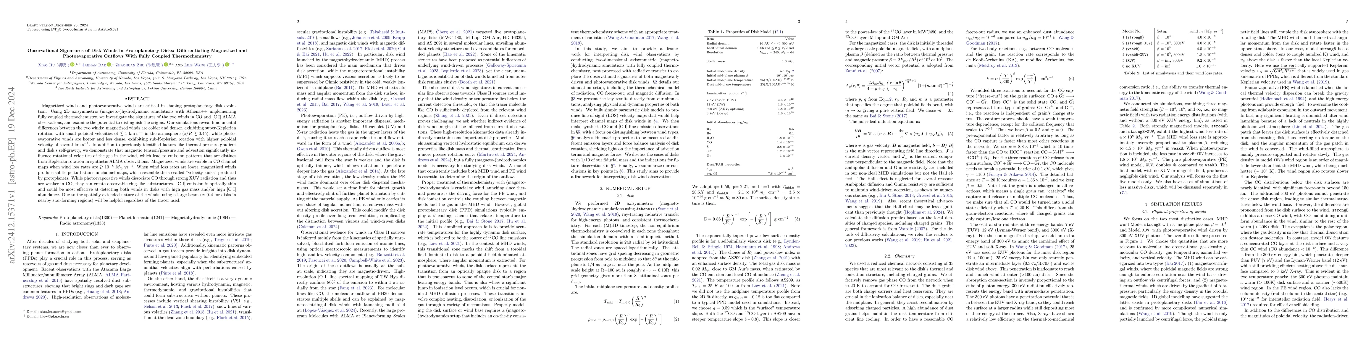 Thumbnail for Observational Signatures of Disk Winds in Protoplanetary Disks:
  Differentiating Magnetized and Photoevaporative Outflows With Fully Coupled
  Thermochemistry