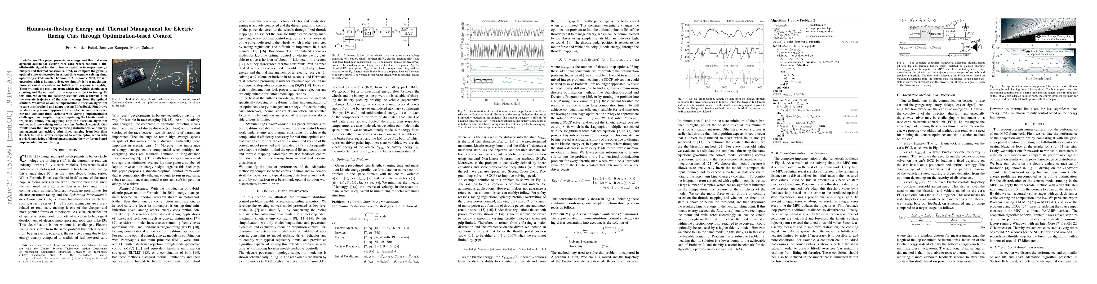 Thumbnail for Human-in-the-loop Energy and Thermal Management for Electric Racing Cars
  through Optimization-based Control