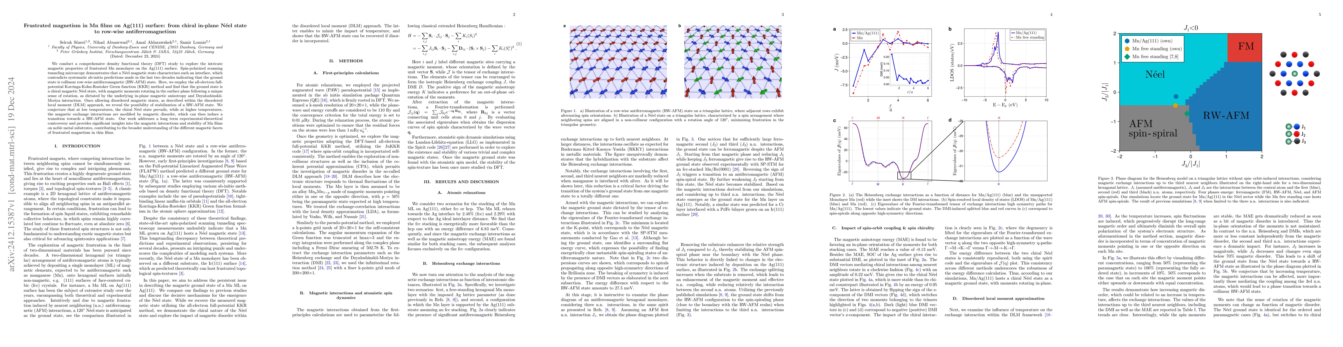 Thumbnail for Frustrated magnetism in Mn films on Ag(111) surface: from chiral
  in-plane Néel state to row-wise antiferromagnetism
