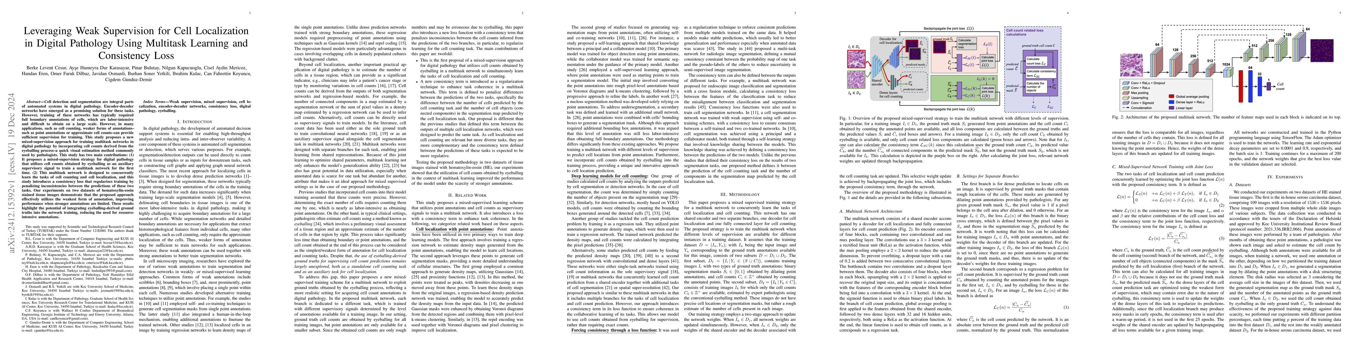 Thumbnail for Leveraging Weak Supervision for Cell Localization in Digital Pathology
  Using Multitask Learning and Consistency Loss
